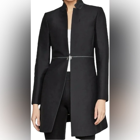 BCBG MAXAZRIA Arelia Black A-Line Blazer Jacket Women’s Large Zippered Waist - Picture 2 of 16